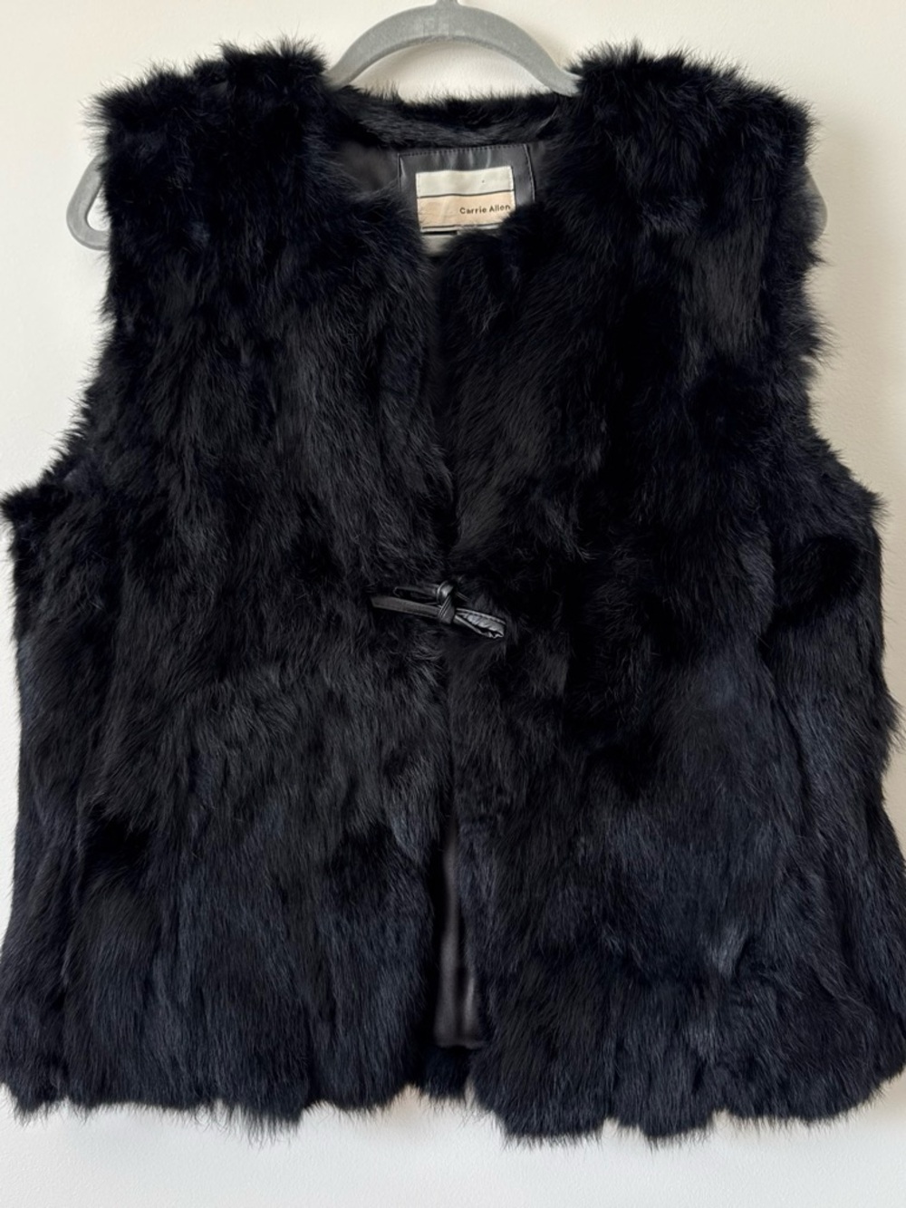 Vintage Carrie Allen black rabbit fur vest size L